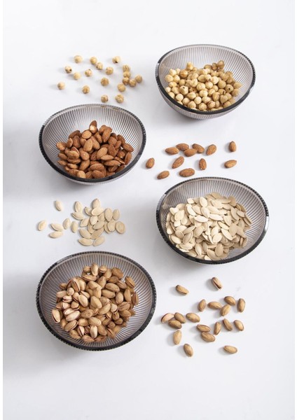 Luxury Akrilik Barok Füme Oval 4'lü Küçük Kase Seti & Çerezlik & Sunumluk & Ikramlık (Cam Değildir) 1 Adet modelleri
