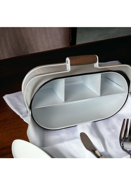 Luxury Beyaz Ahşap Kulplu Organizer 1 Adet