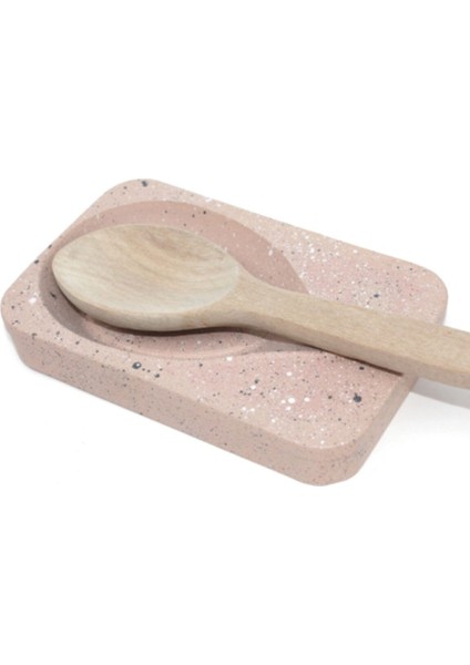 Luxury Beton Kirli Kaşıklık , Pastel Pembe Terrazzo Desen 1 Adet