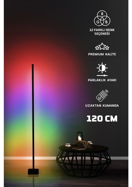 Kumandalı LED Lambader Çok Renkli