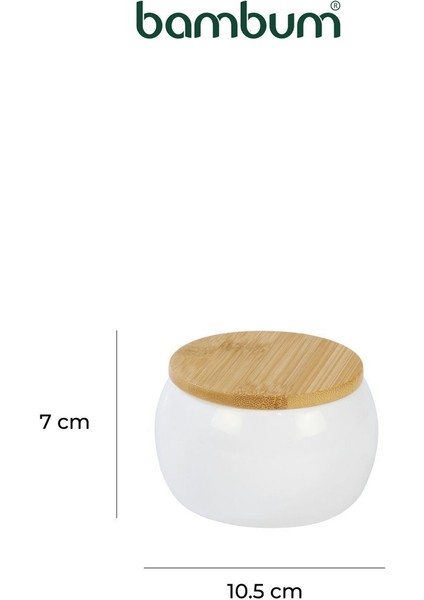 Luxury Simple Bambu Kapaklı Porselen Kavanoz 1 Adet