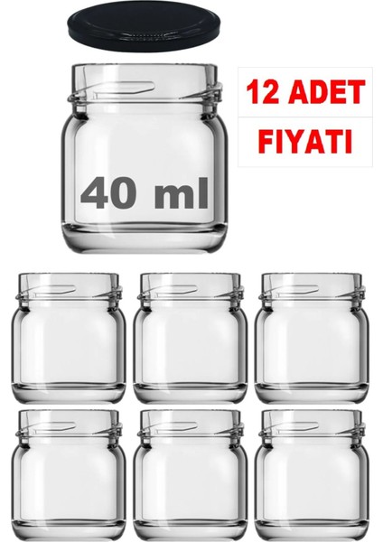 Luxury Paşabahçe 12 Adet Cam Kavanoz Metal Kapaklı 40 cc Mama Reçel Bal Kavanozu Kapaklı Cam Kavanozu 1 Adet