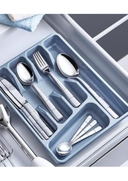 Luxury 5 Bölmeli Pratik Plastik Kaşıklık, Pratik 5 Bölmeli Renkli Plastik Kaşıklık: Daha Organize 1 Adet