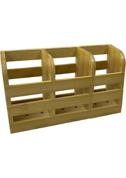 Luxury Bambu Kaşıklık Organizer 3 Bölme 1 Adet