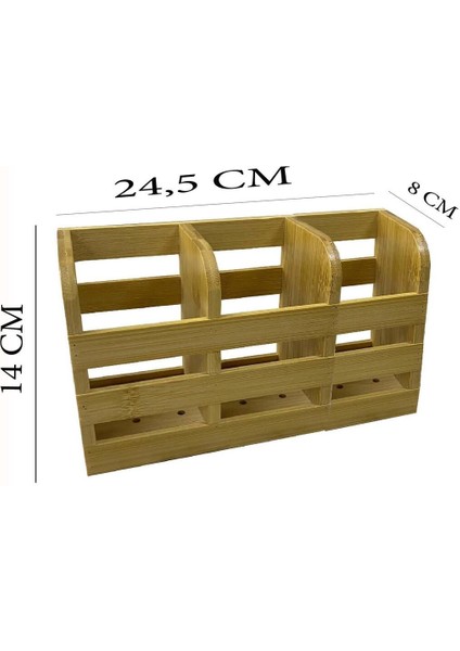 Luxury Bambu Kaşıklık Organizer 3 Bölme 1 Adet