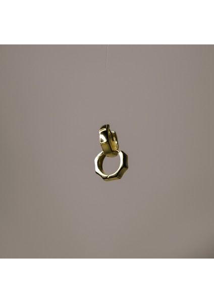 925 Ayar Gümüş Beşgen Gold Kaplama Küpe