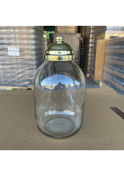 Luxury Aktar, Bakkaliye, Teşhir Için Nostalji Dar Pirinç Kapaklı Cam Kavanoz - 3000 ml 1 Adet