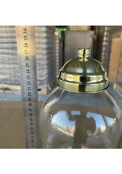 Luxury Aktar, Bakkaliye, Teşhir Için Nostalji Dar Pirinç Kapaklı Cam Kavanoz - 3000 ml 1 Adet