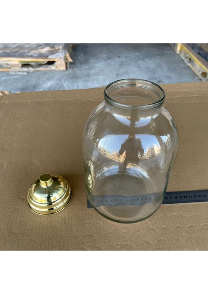 Luxury Aktar, Bakkaliye, Teşhir Için Nostalji Dar Pirinç Kapaklı Cam Kavanoz - 3000 ml 1 Adet