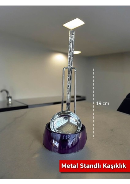 Luxury Metal Standlı Kaşıklık Kepçe Tutacağı | 19 cm - Karışık Renk 1 Adet