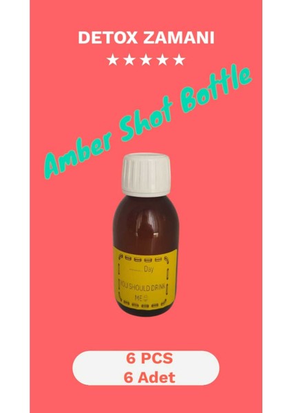 Luxury 6 Adet Detox Şişesi Ginger Shot Amber Cam Çok Amaçlı 100ML 1 Adet