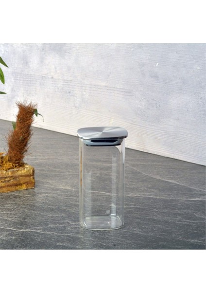 Luxury Metal Kapaklı Kare Cam Kavanoz 300 ml 1 Adet