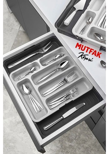Luxury Çift Taraflı Uzayabilen Pratik Çekmece Içi Kaşıklık Organizer 1 Adet