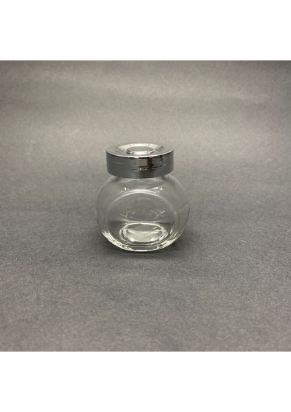 Luxury 40 cc Yatık Kavanoz - Gümüş Kapaklı - 40 ml Çift Dipli Mini Baharat Kavanozu 5 Adet 1 Adet