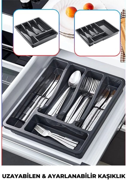 Luxury Kayar Kaşıklık Genişletilebilir Ölçüsü Ayarlanabilir Kayar Kızaklı Çekmece Içi Kaşıklık 1 Adet