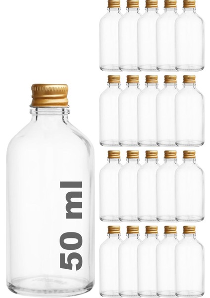 Luxury 0 - 499 ml 50 ml Metal Kapaklı Hediyelik Şişesi 50 cc Kolonya Koku Süs Küçük Cam Şişe 20 Adet Cam 1 1 Adet
