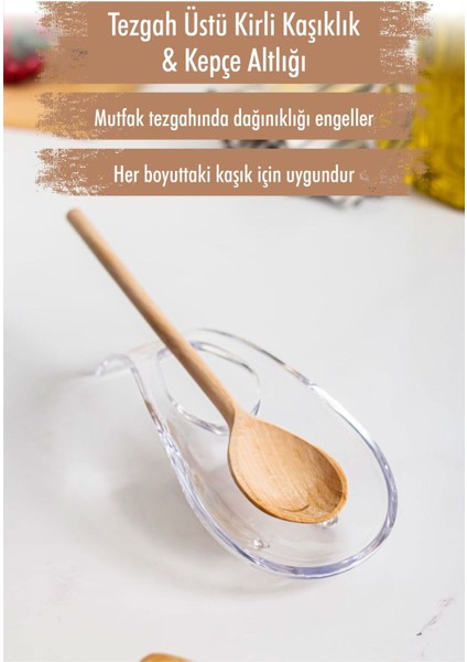 Luxury Akrilik Şeffaf Tezgah Üstü Kirli Kaşıklık & Kepçe Altlığı 1 Adet
