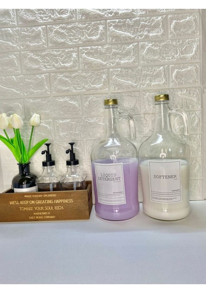 Luxury 2’li 3000ML Gold Metal Kapaklı Yumuşatıcı/sıvıdeterjan Şişesi Kavanoz 1 Adet