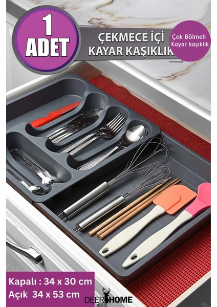 Luxury Kayar Kaşıklık Genişletilebilir Ölçüsü Ayarlanabilir Kayar Kızaklı Çekmece Içi Kaşıklık 1 Adet