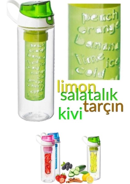 Luxury Detoks Matara 750 Ml. Filtre Su Şişesi ( Yeşil-Mavi-Pembe ) 1 Adet