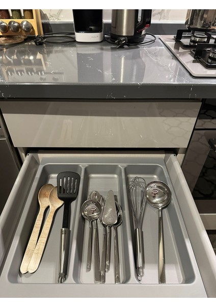 Luxury 47/49 cm 2'li Takım Çekmece Içi Kaşıklık ve Kepçelik (Gri) 43/40 cm Kadar Kesilebilir.ücretsiz Kesim 1 Adet modelleri