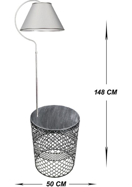 Aydınlatma Lambader Silver Sehpalı Elips Gümüş Patine (Silver Çember) A.gri Şapka