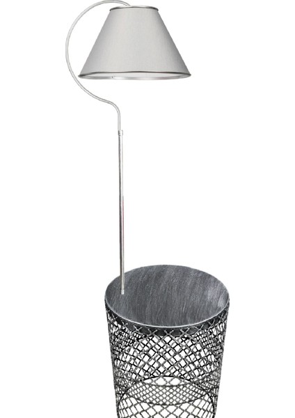 Aydınlatma Lambader Silver Sehpalı Elips Gümüş Patine (Silver Çember) A.gri Şapka