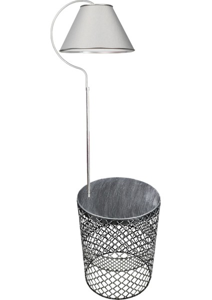 Aydınlatma Lambader Silver Sehpalı Elips Gümüş Patine (Silver Çember) A.gri Şapka