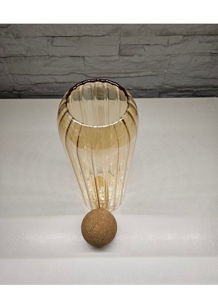 Luxury Honey Color Top Cork Lıd Jar Bal Renk Top Mantar Kapak Kavanoz 9X9X15 cm 1 Adet