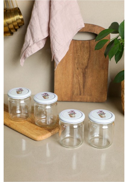 Luxury 4'lü 210 ml Yuvarlak Cam Kavanoz - Crocus Çiçek 1 Adet