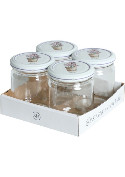 Luxury 4'lü 210 ml Yuvarlak Cam Kavanoz - Crocus Çiçek 1 Adet