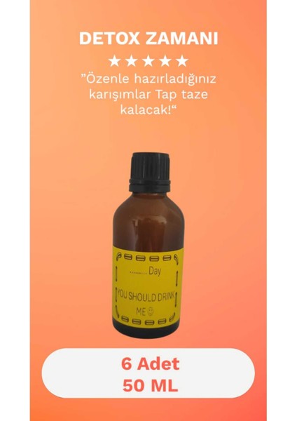 Luxury 6 Adet Detox Şişesi Ginger Shot Amber Cam Çok Amaçlı 50ML 1 Adet