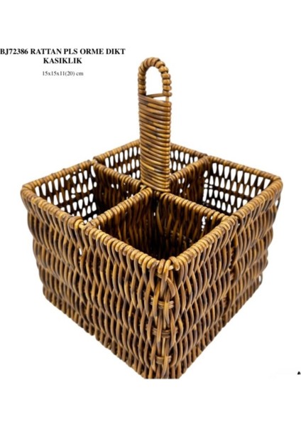 Luxury Plastık Rattan Örme Dikdörtgen Kaşıklık 1 Adet