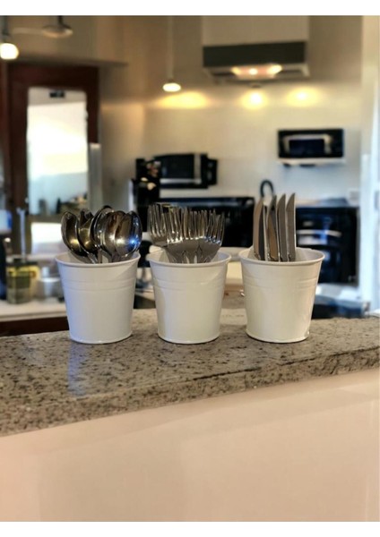 Luxury 3'lü Galvaniz Paslanmaz Boyaıı Metal Kaşıklık Seti 4 Renk Seçeneği 1 Adet