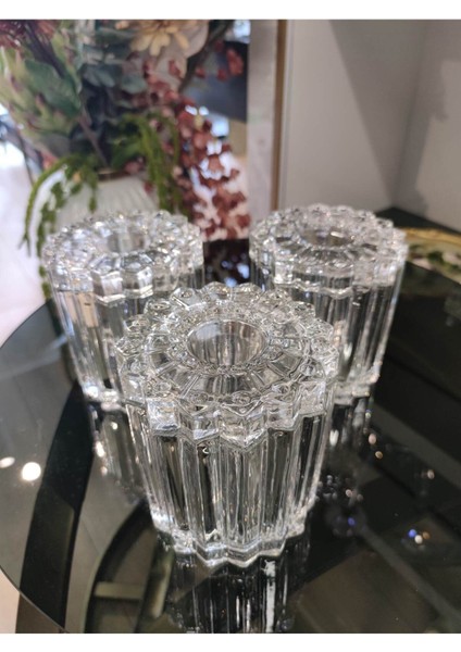 Luxury P&ora 3 Lü Kristal Çay Kahve Şeker Kavanoz Seti 1 Er kg 1 Adet