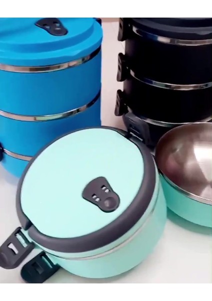 Luxury Freshbox 3 Katlı Yemek Termosu Sefer Tası - Mavi 1 Adet