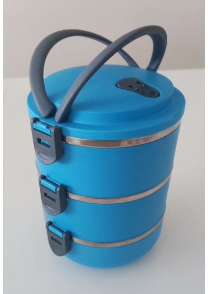 Luxury Freshbox 3 Katlı Yemek Termosu Sefer Tası - Mavi 1 Adet