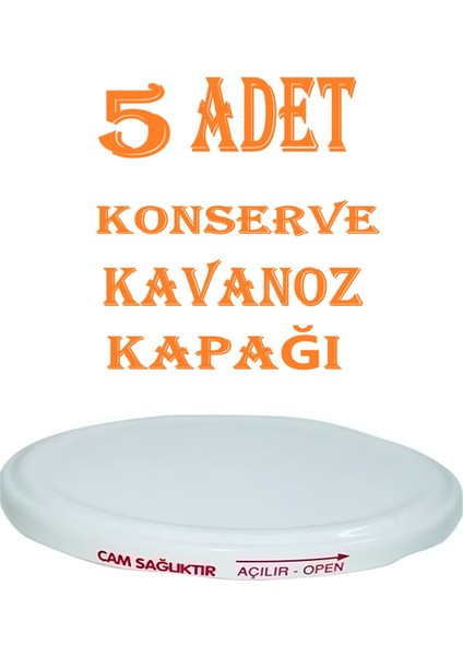Luxury 5 Adet Konserve Kapağı Beyaz 82 mm Silikonlu - Konserve Kavanoz Kapağı Orijinal Kapak Sbk 1 Adet