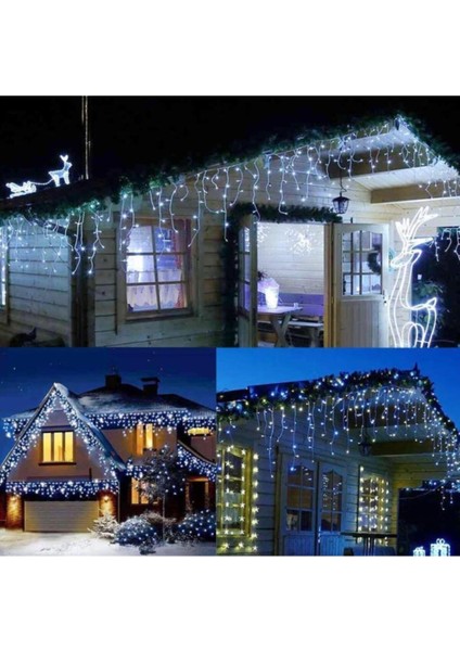 Luxury 3 Metre 8 Fonksiyonlu 16 Saçaklı LED Işıklı Perde 3 x 1 (Beyaz) 1 Adet