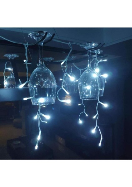 Luxury 3 Metre 8 Fonksiyonlu 16 Saçaklı LED Işıklı Perde 3 x 1 (Beyaz) 1 Adet