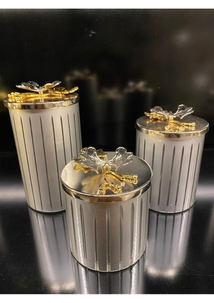 Luxury Kelebek Platin /gümüş Metal Kapak 3 Boy Kesme Cam Kavanoz 1.12X16 cm 2. 12X19 cm 3.12X24 cm 1 Adet indirimleri