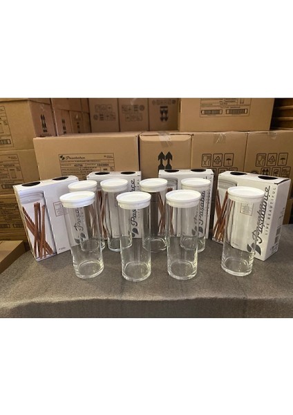 Luxury Vakumlu Cam Kavanoz - Cam Erzak Saklama Kabı 8 Li Beyaz 43756 1 Adet