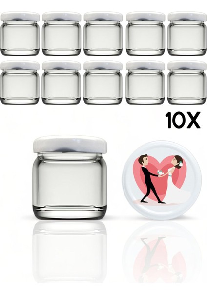 Luxury Şeffaf Mini-Küçük Cam Kavanoz Tasarım Kapaklı Düğün Nişan Bal Kavanozu 40ML 10 Adet 1 Adet