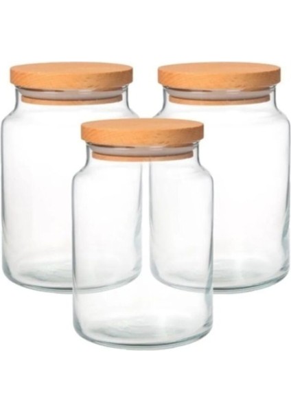 Luxury 3 Adet 800ML Vakum Kapaklı Kavanoz 1 Adet