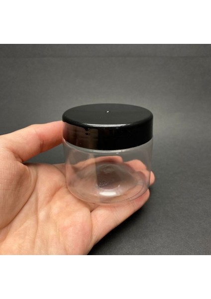 Luxury 100 cc Pet Kavanoz - Siyah Plastik Kapaklı - 100 ml Plastik Kavanoz ( 3 Adet) 1 Adet