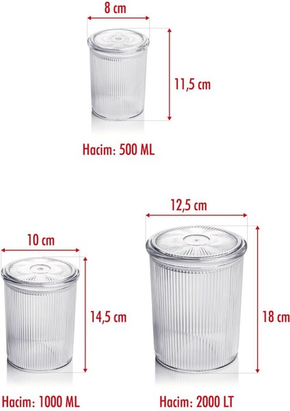 Luxury 12'li Barok Yuvarlak 3 Boy Kavanoz Seti & Saklama Kabı & Erzak Kabı (4*2000 Ml, 4*1000 Ml, 4*500 Ml) 1 Adet fırsatları