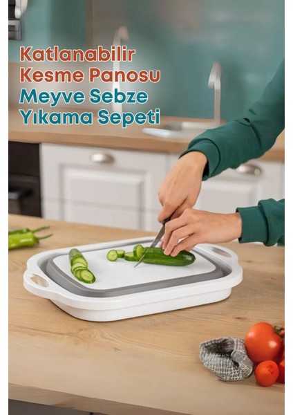 Luxury Çok Amaçlı Pratik Katlanabilir Kesme Doğrama Tahtası Sepet Süzgeç 1 Adet