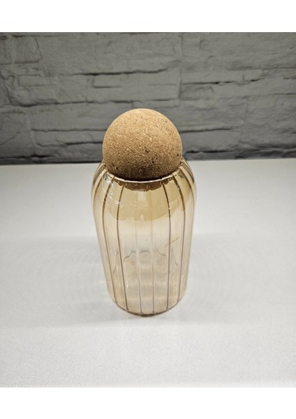 Luxury Honey Color Top Cork Lıd Jar Bal Renk Top Mantar Kapak Kavanoz 9X9X10 cm 1 Adet