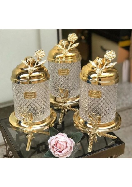 Luxury 3lü Lüx 1 Kiloluk Kavanoz Seti ve Zikzak Baharatlık Takımı 1 Adet