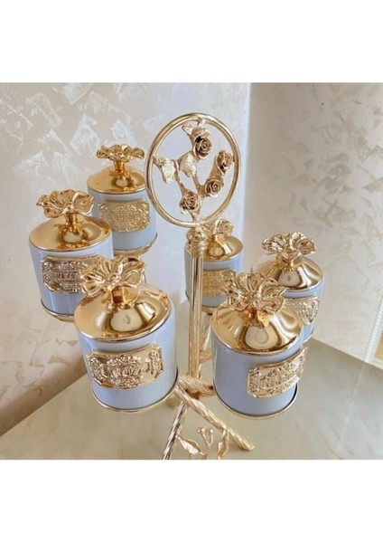 Luxury 3lü Lüx 1 Kiloluk Kavanoz Seti ve Zikzak Baharatlık Takımı 1 Adet